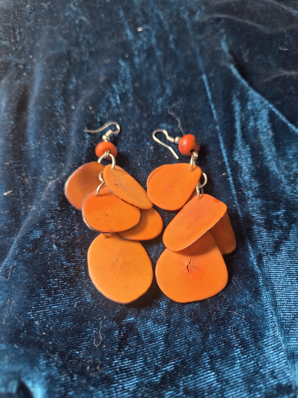 Orange Layered Disc Dangle Earrings - Unbranded